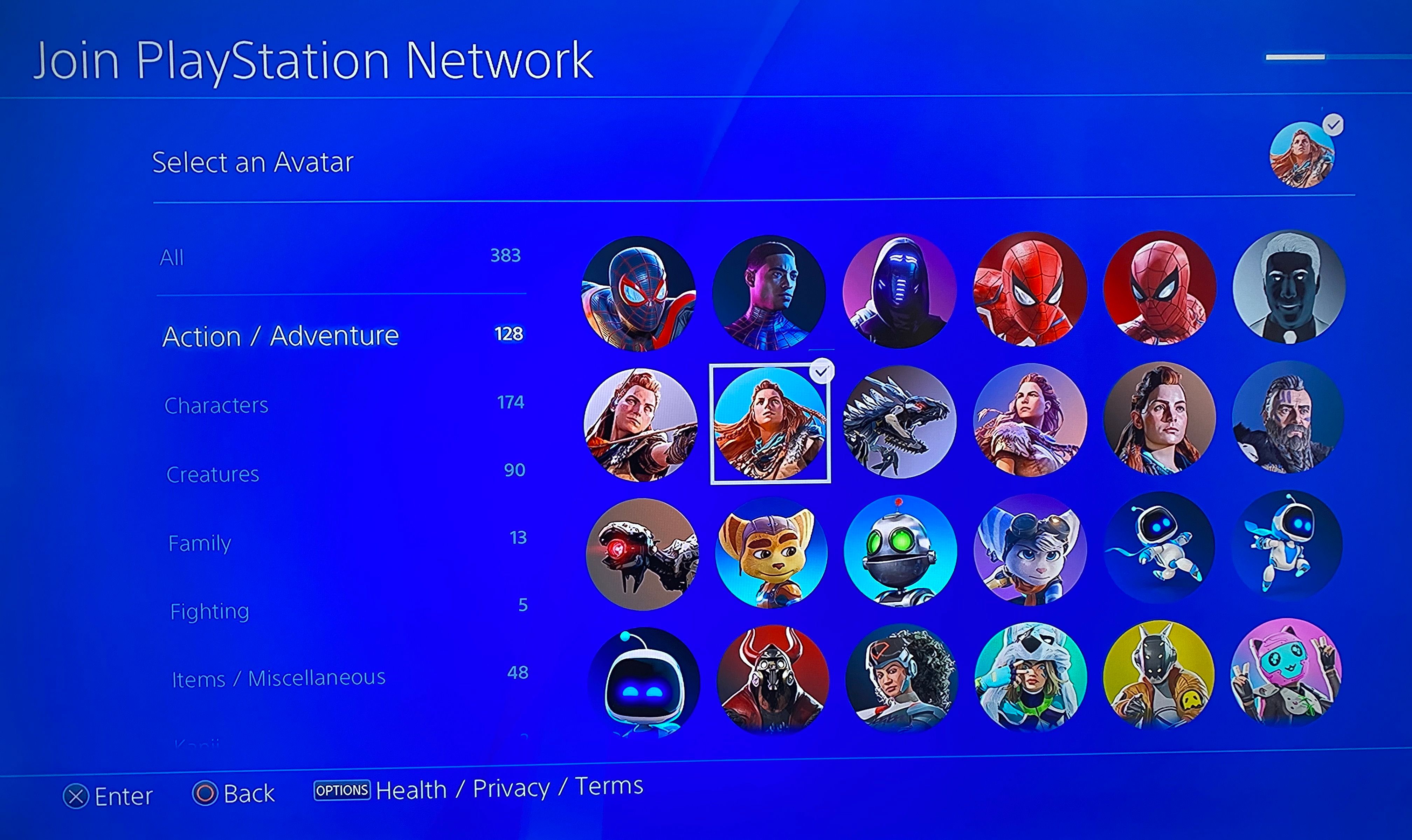 PS4 Avatar Selection