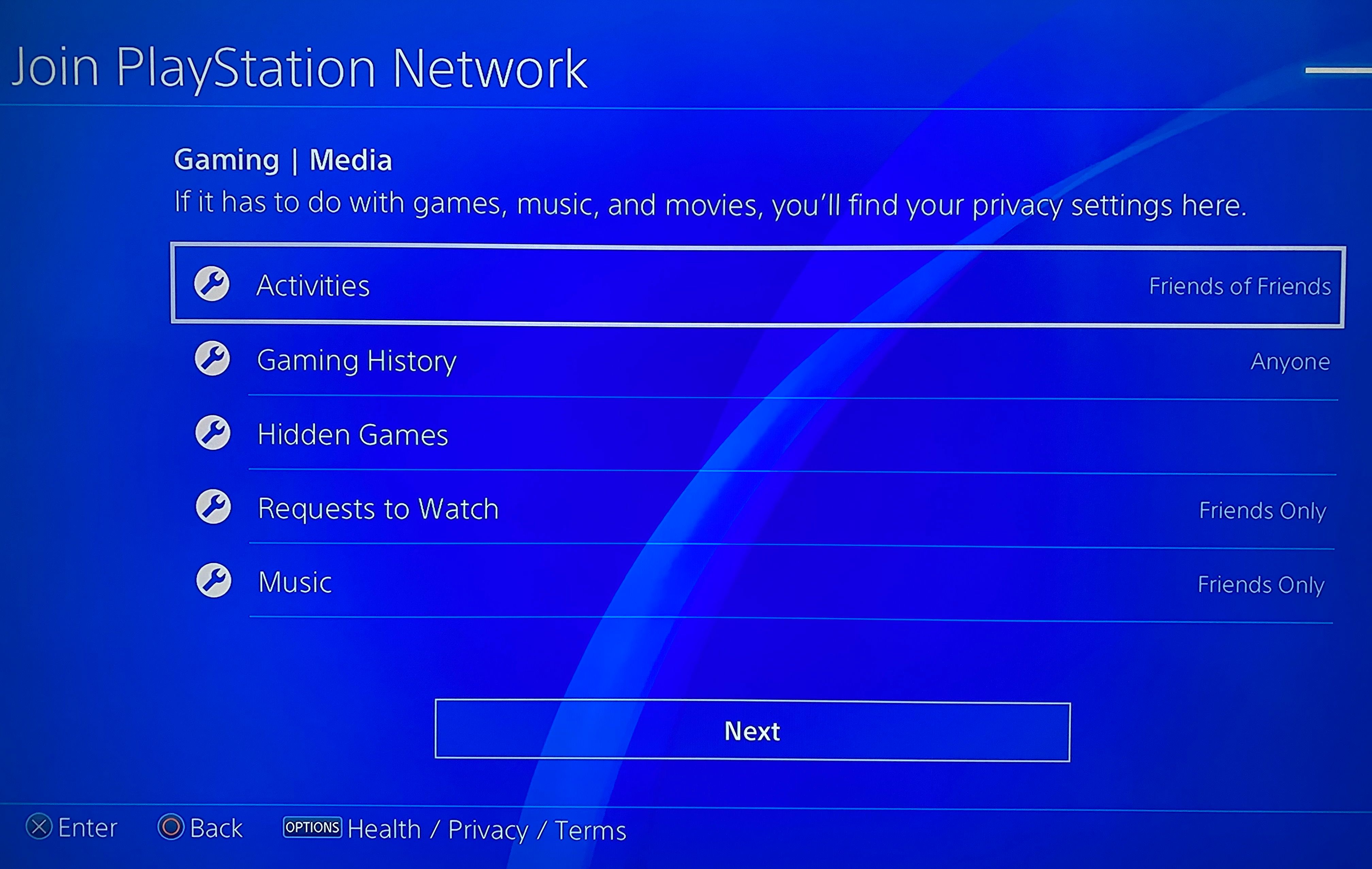 PS4 Account Privacy Options