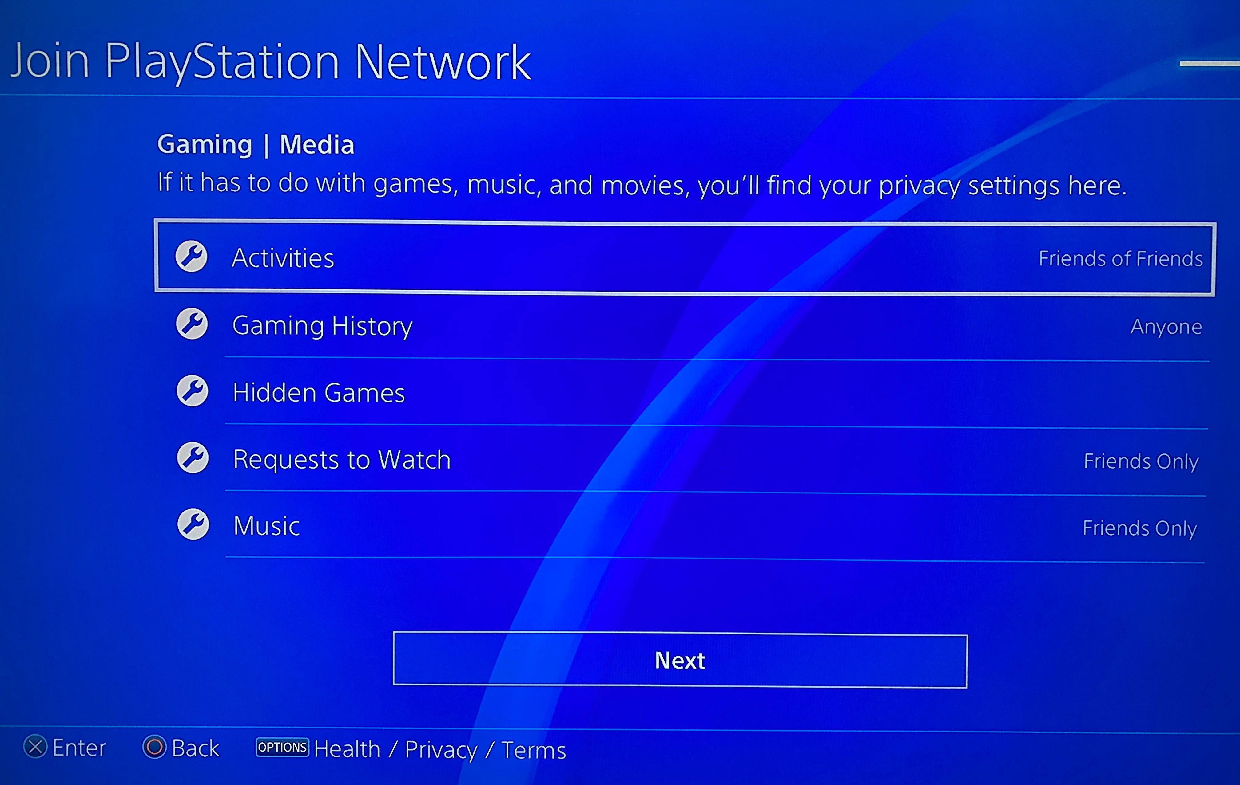 PS4 Account Privacy Options