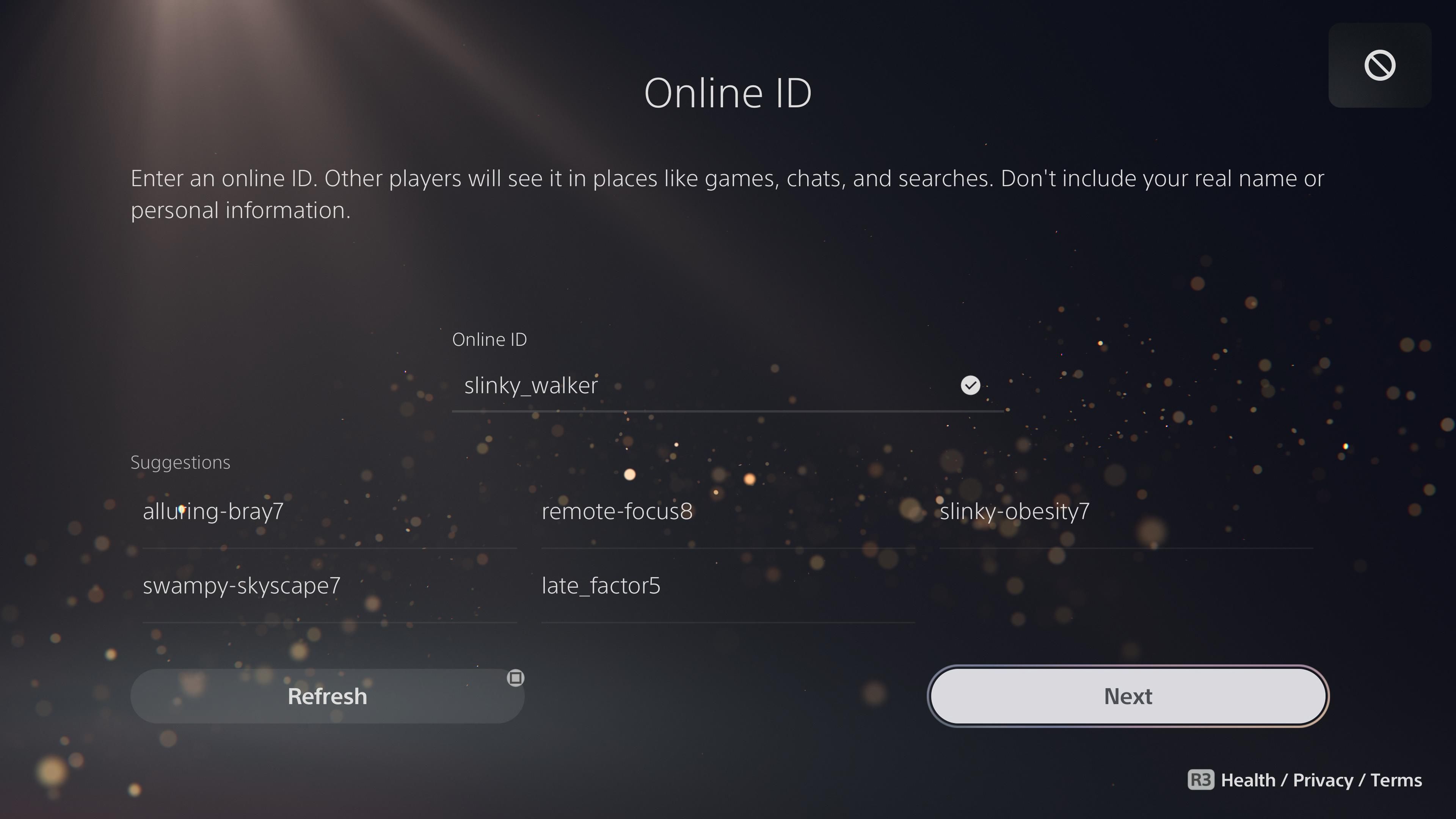 PS5 Choose ID