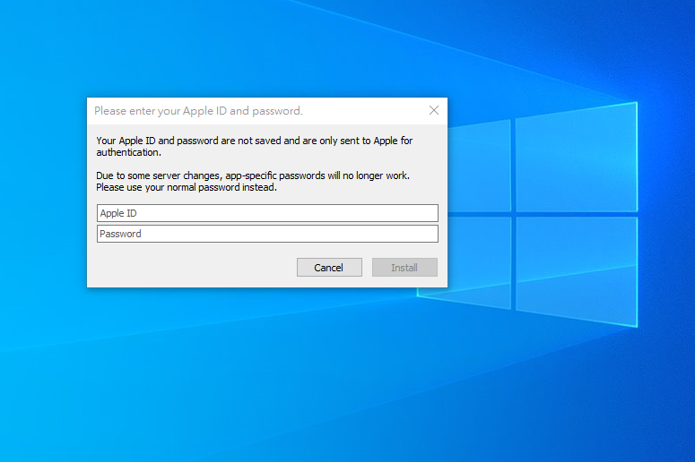Screenshot of using AltStore on a Windows computer