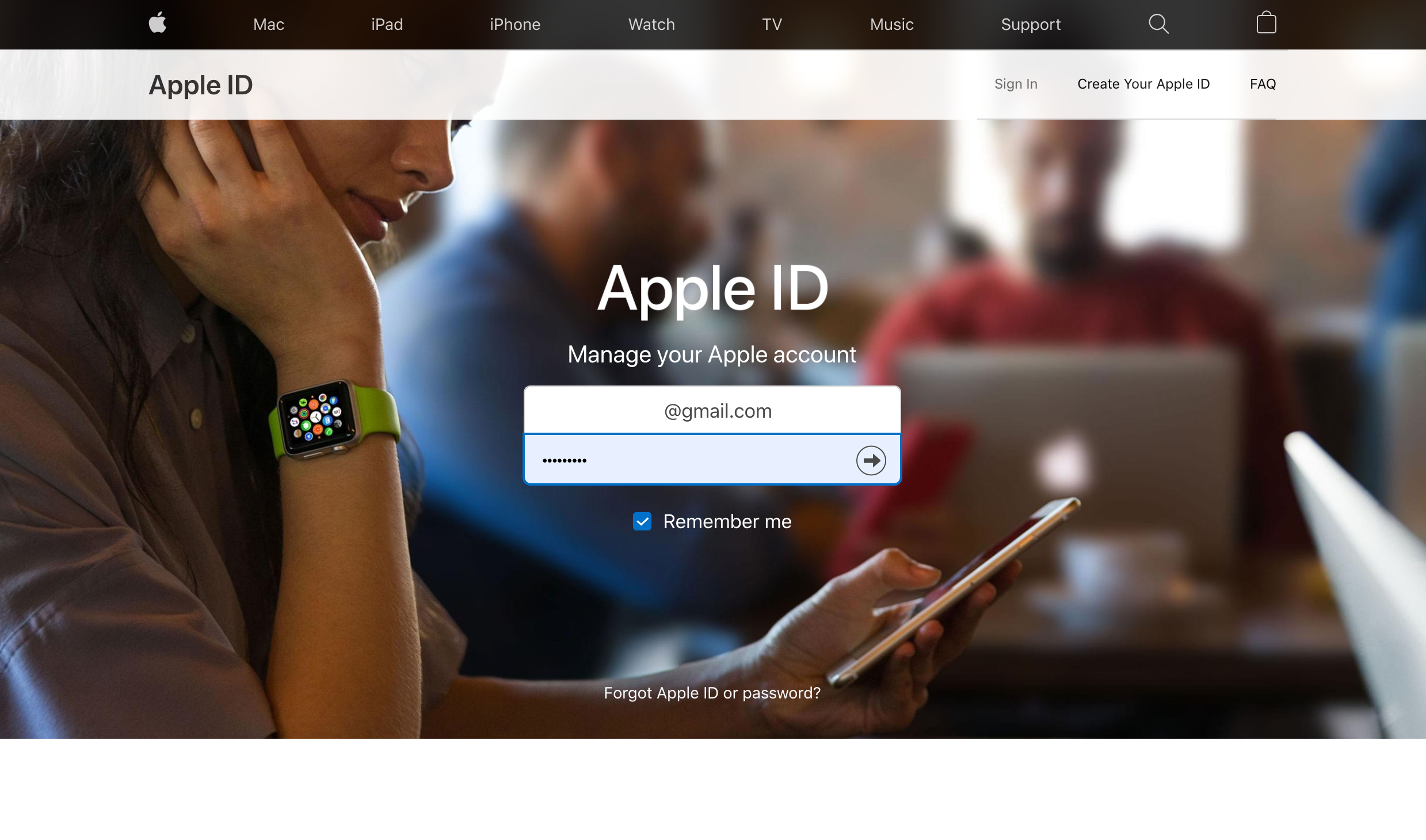 Apple ID Login page.