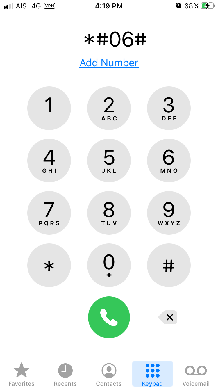 iPhone dial pad
