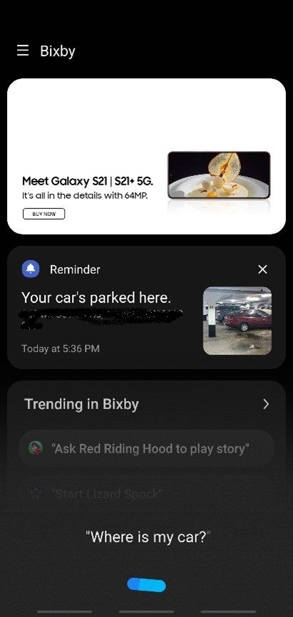 Getting the saved location through bixby