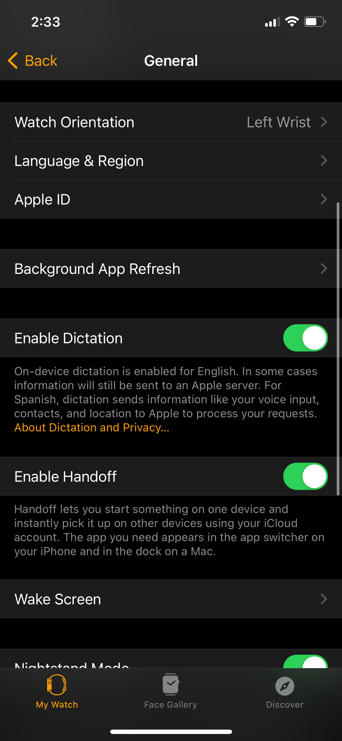 Background App Refresh Watch app on iPhone.