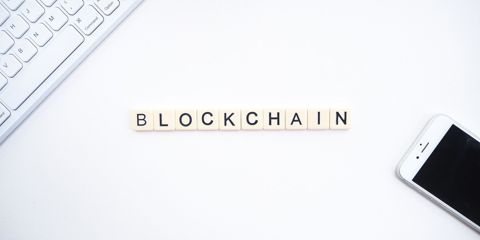 Blockchain letters on white background