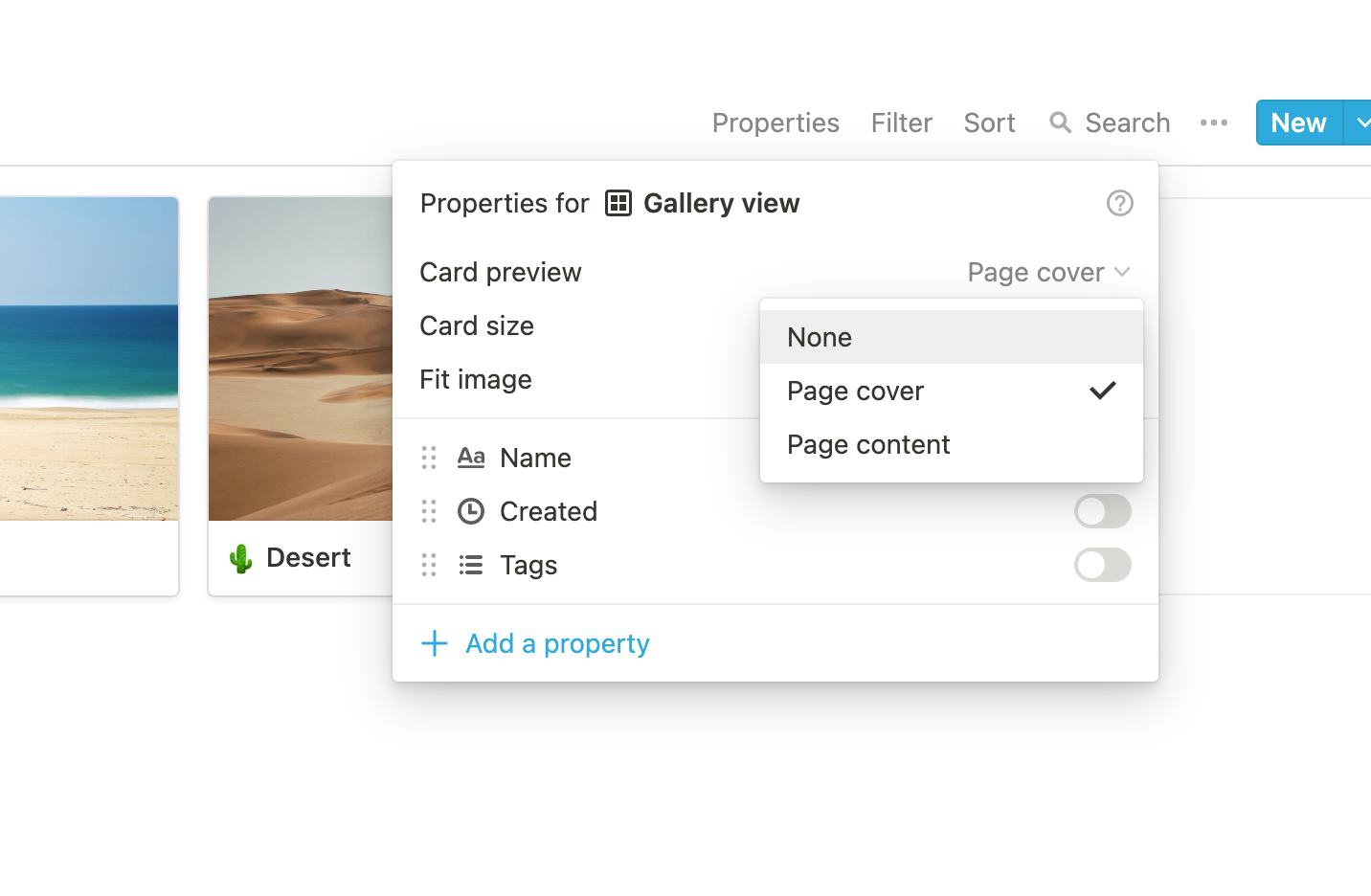 How to display full images in a Notion gallery view