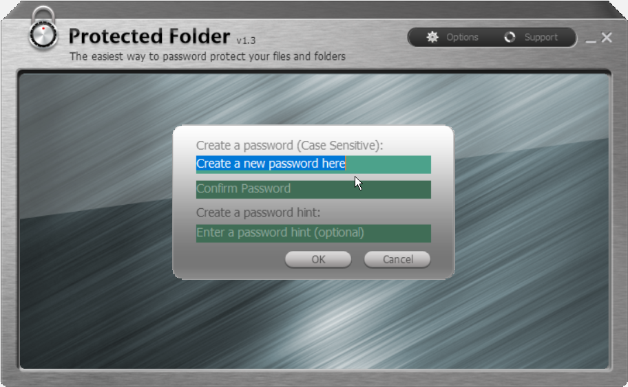 Creating a password in IObit Protected Folder