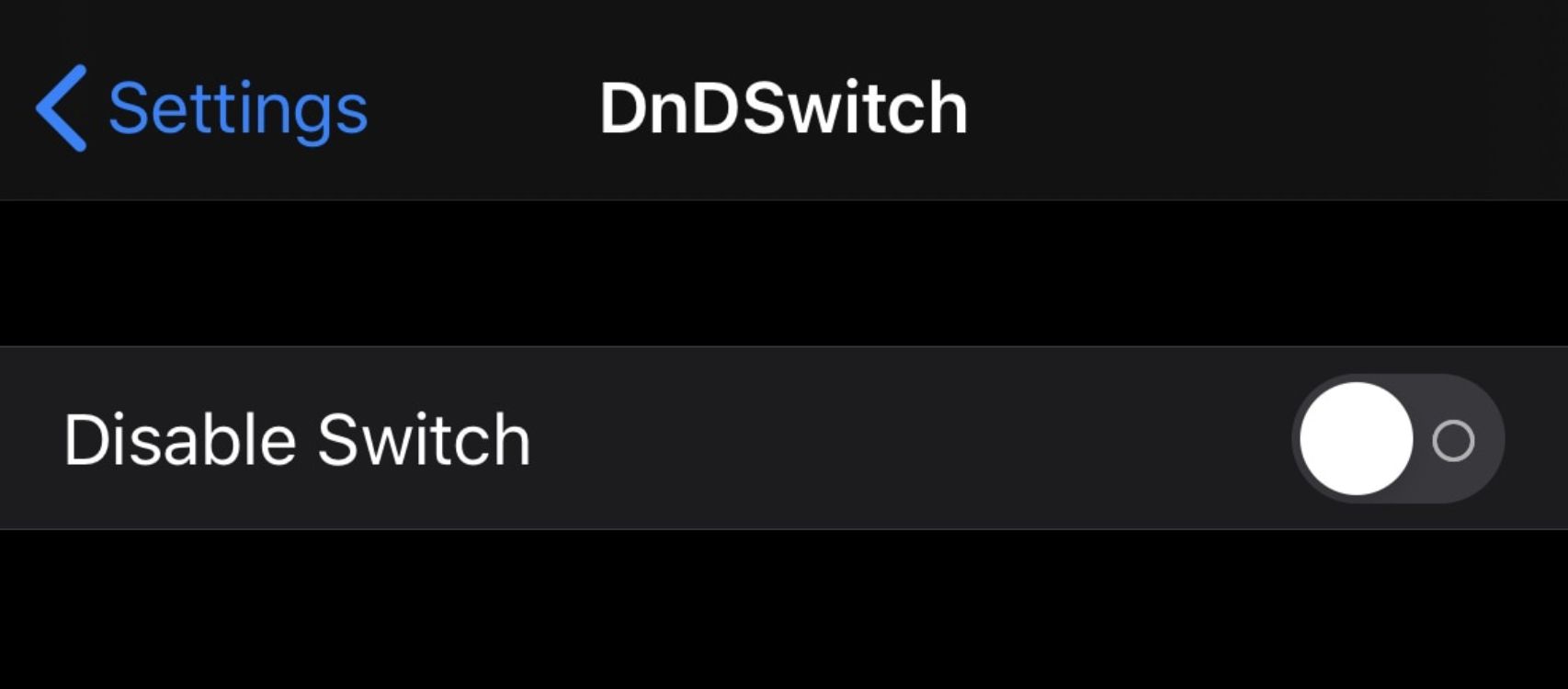 Screenshot showing the DnDSwitch tweak in use