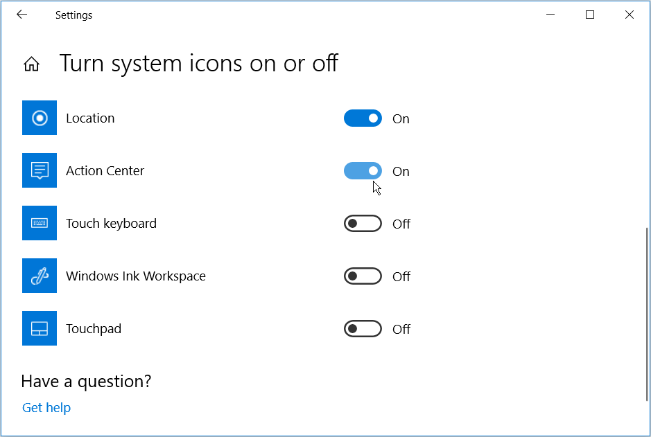 Enabling the Action Center Via Settings 1 - 6 modi per correggere il Centro operativo di Windows 10 quando non si apre