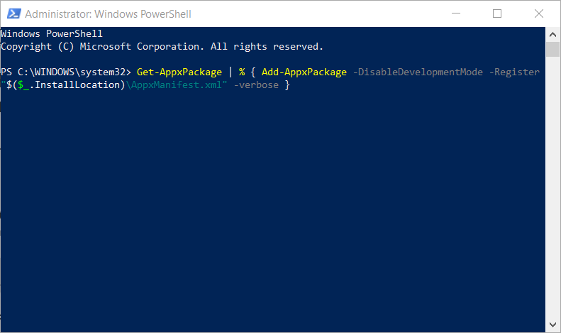 Fixing the Action Center by Running a PowerShell Command