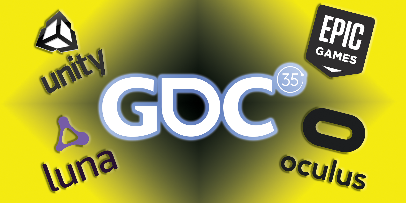 gdc 2021 logo with unity, epic, luna, and oculus logos