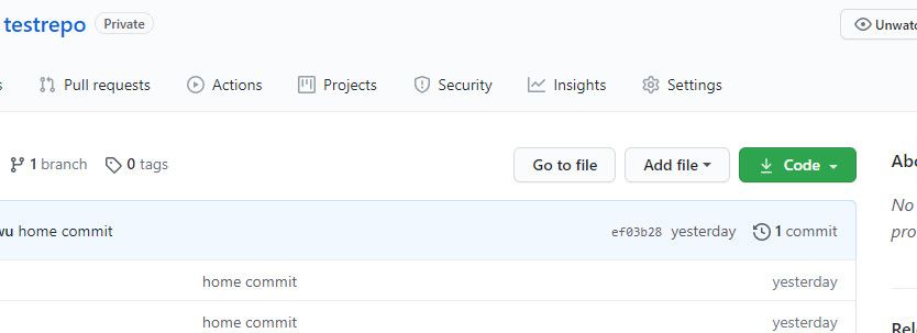 A GitHub repository menu with settings option