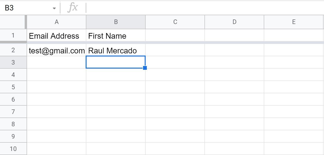 Google Sheet with information