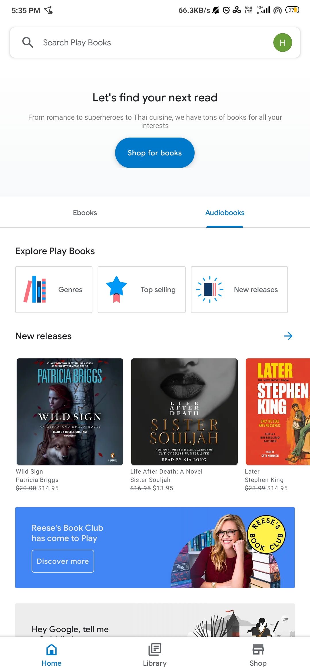 Google Play Books audiobooks