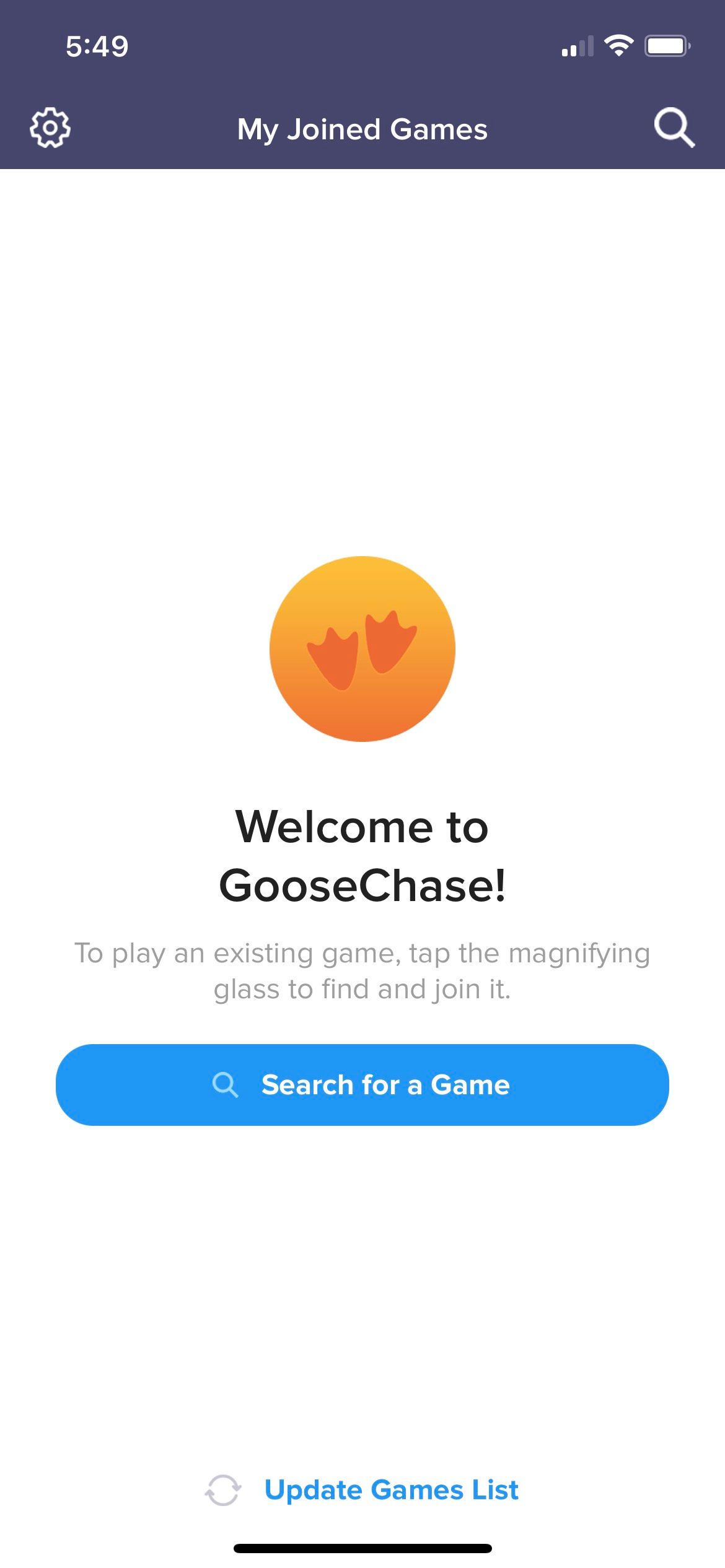 Goosechase Main Screenshot.