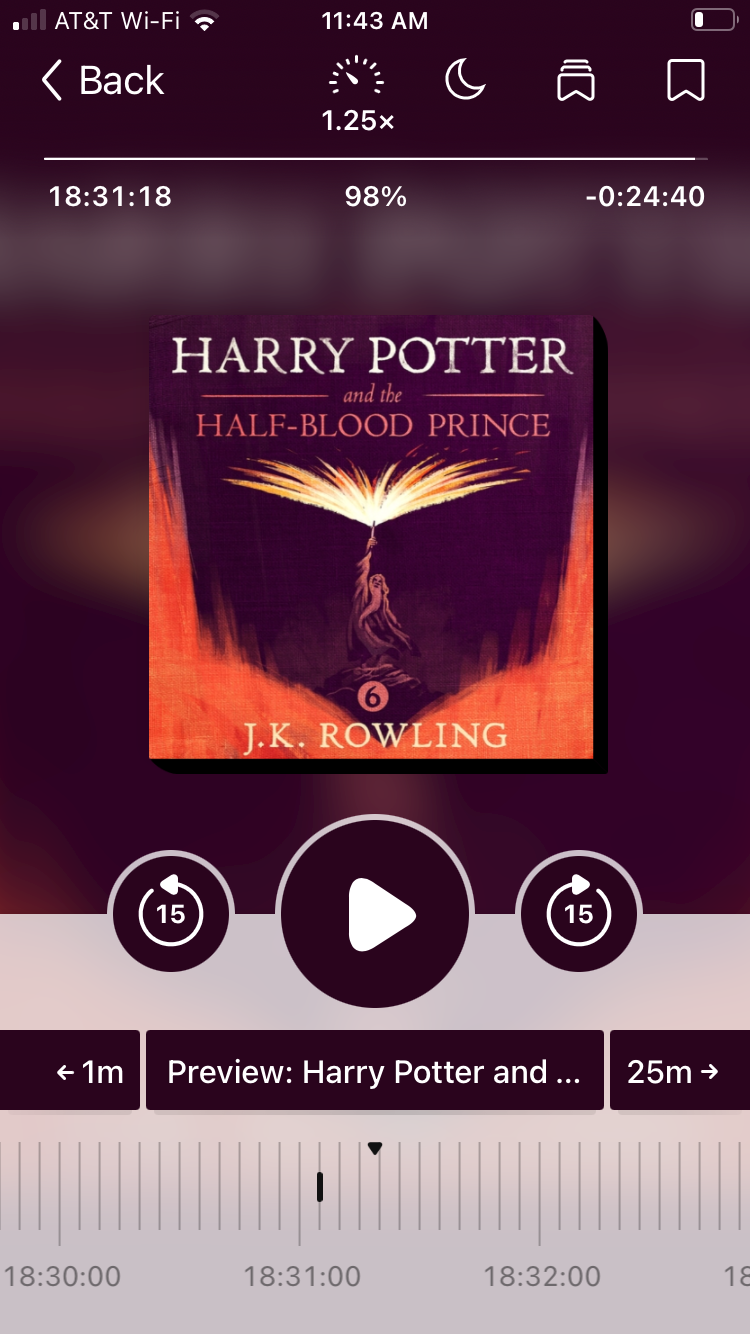 Harry Potter audiobook on Libby's player