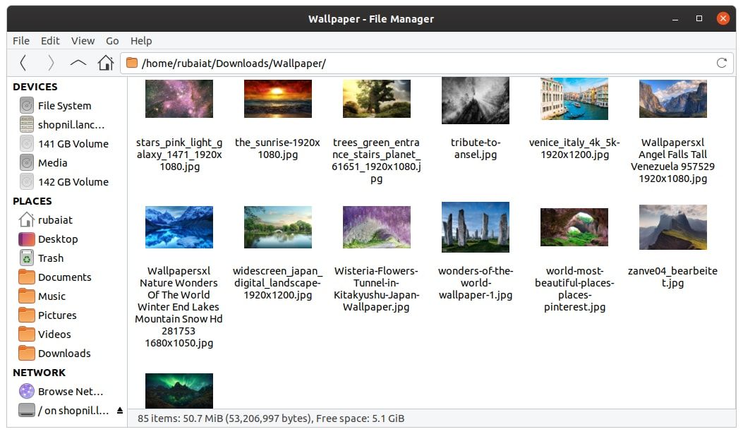 Linux file manager Thunar