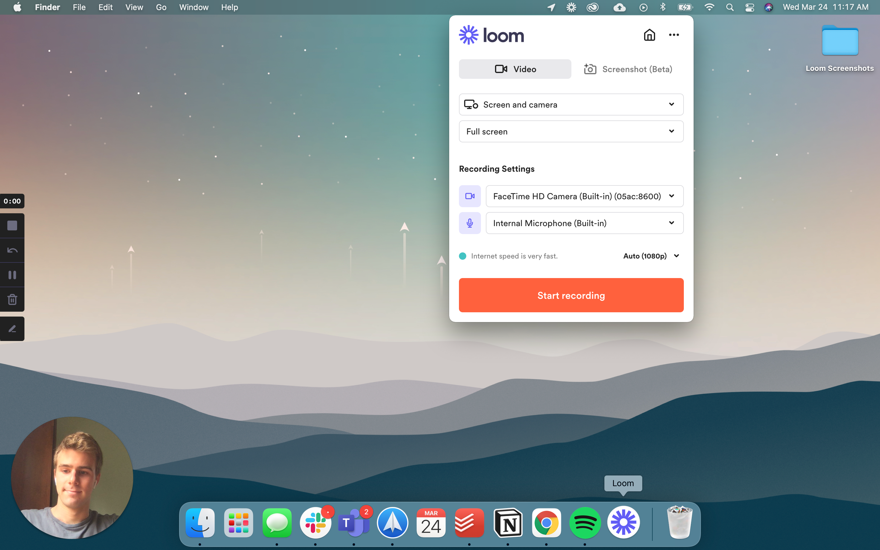 Loom dropdown menu desktop app - Cos’è Loom? Come registrare lo schermo e condividere video con esso