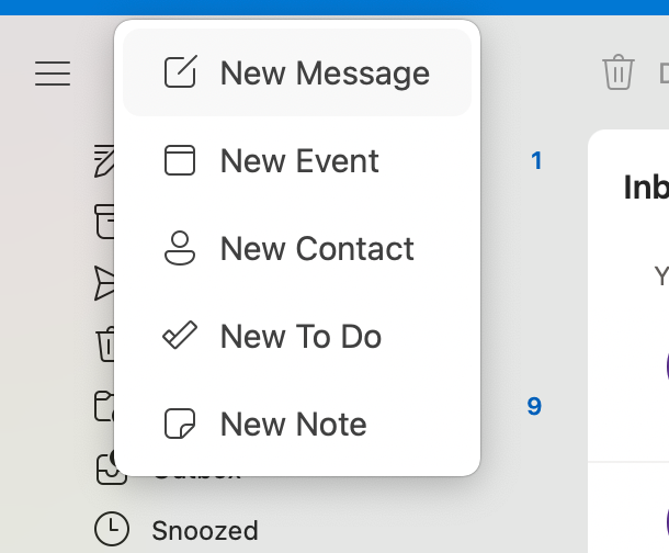 So planen Sie eine Besprechung in Microsoft Outlook - New event dropdown menu