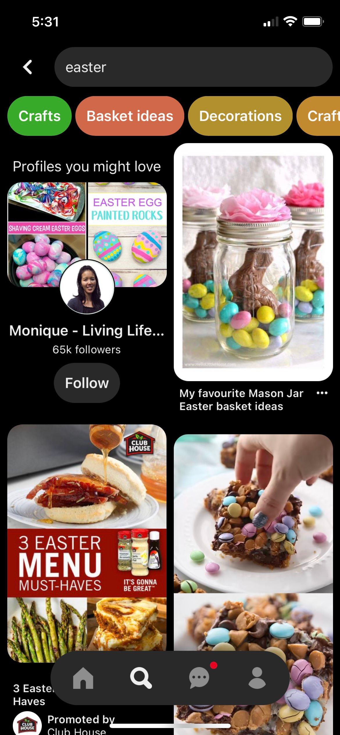 Pinterest Easter Recipes Screenshot.
