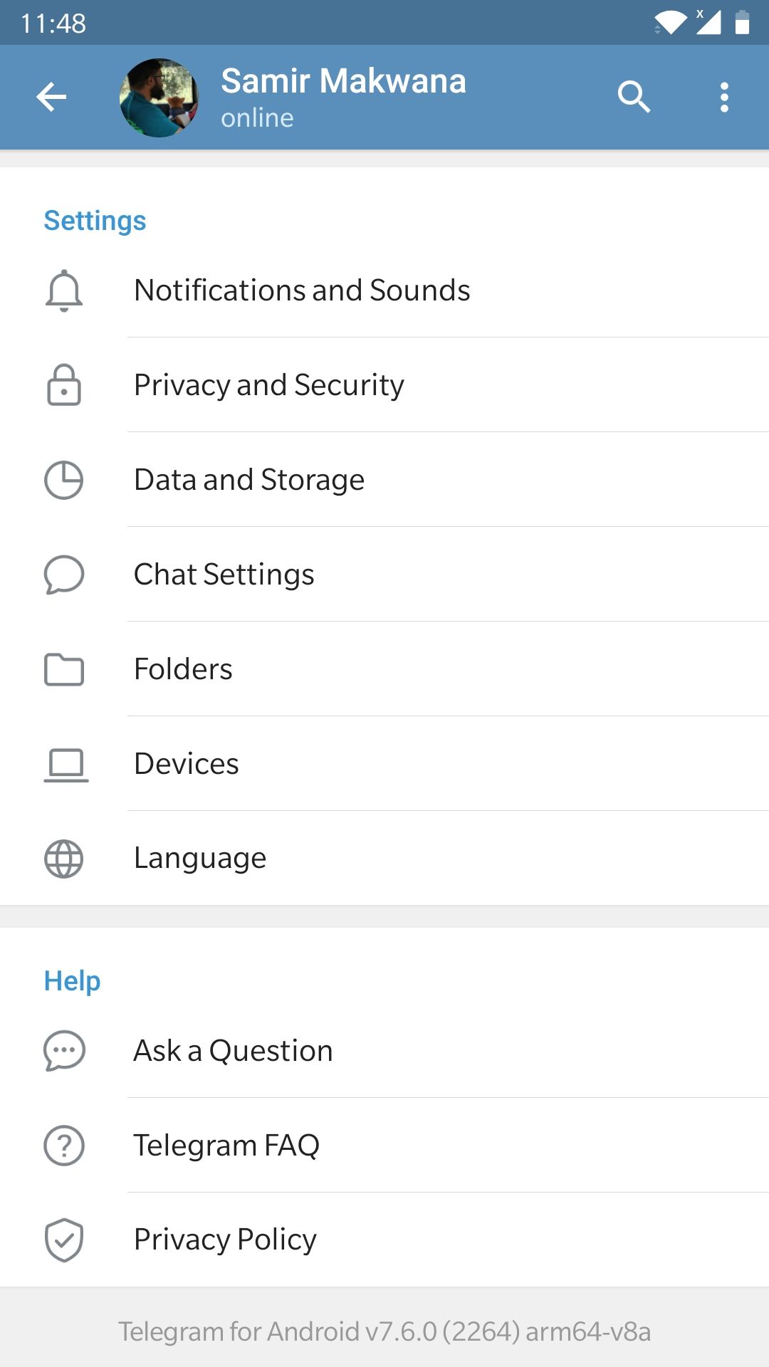 Privacy and Security Under Settings in Telegram for Android