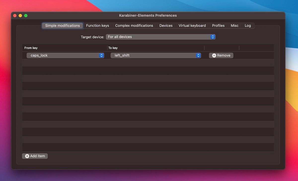 remapping a key using Karabiner-Elements