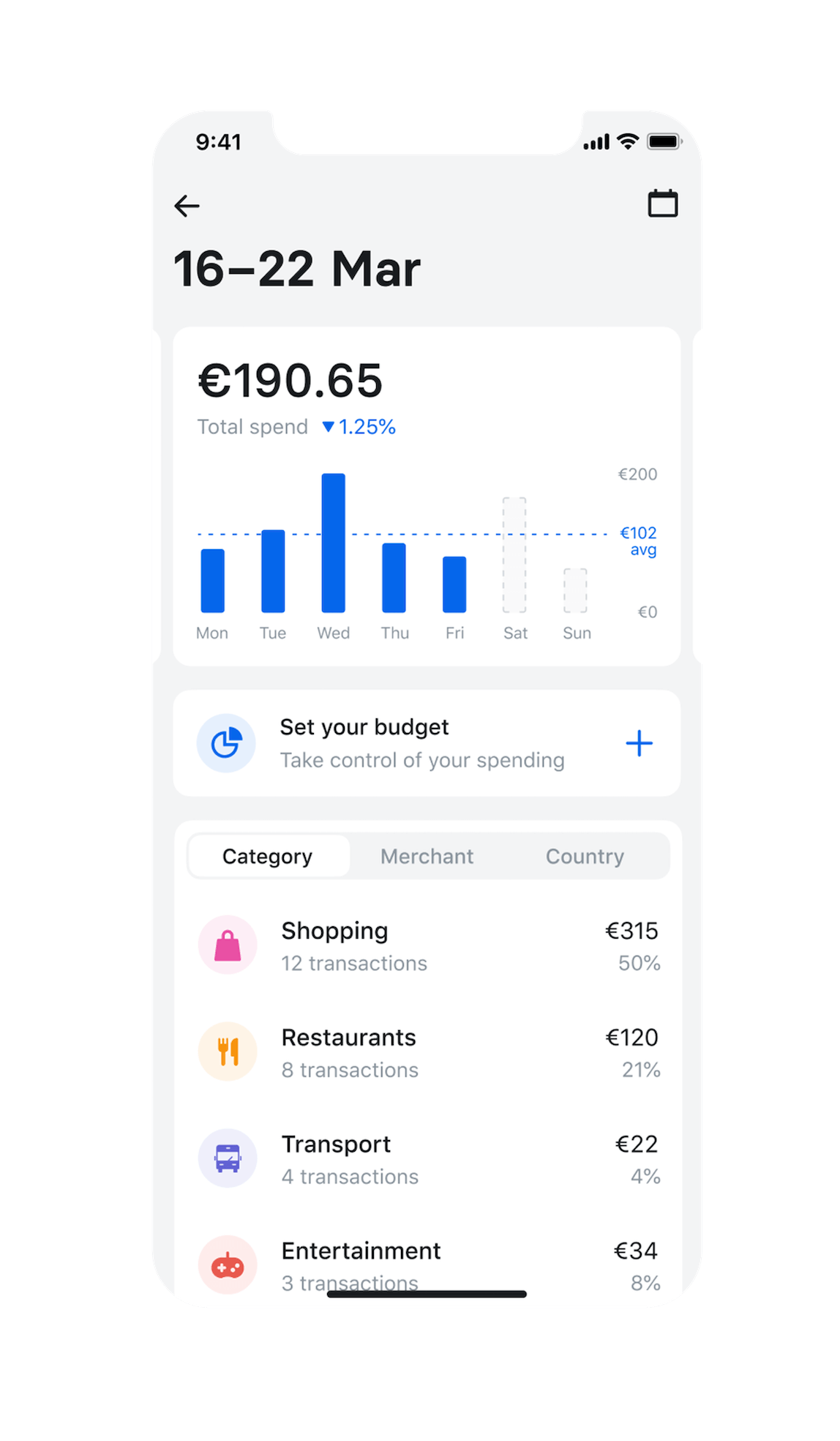 Screenshot of the home page of the Revolut app