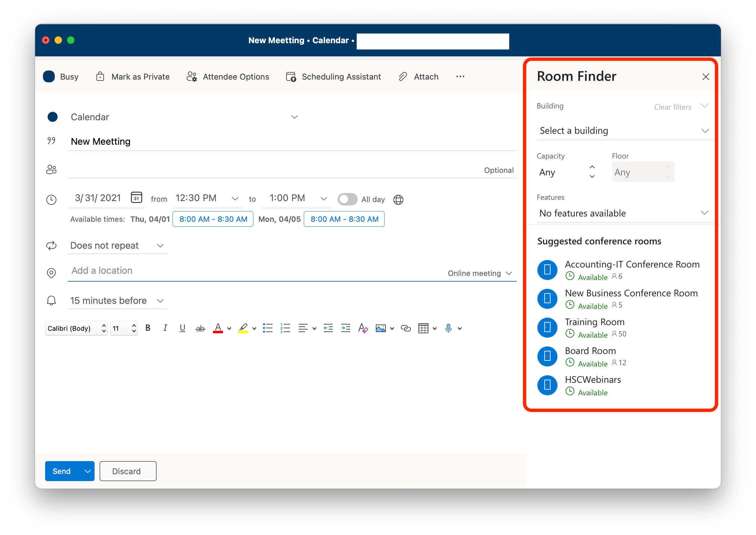 set up skype meeting in outlook online office 365