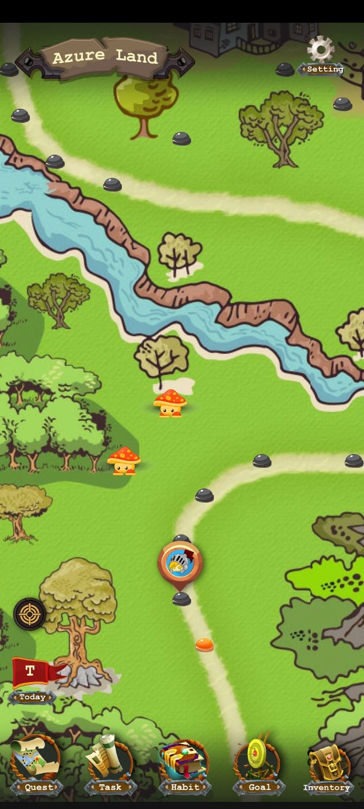 screenshot of HabitHunter app gameplay map