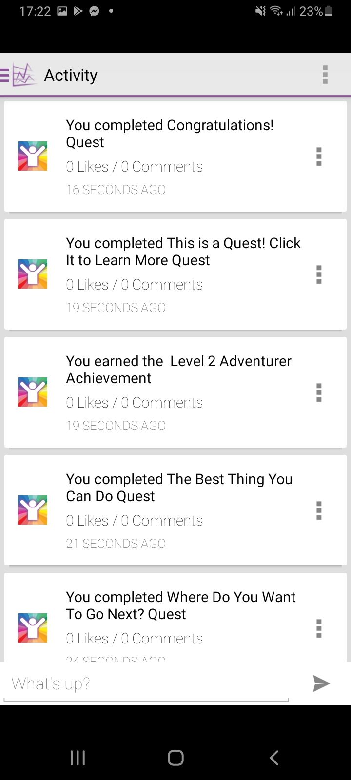 close-up screenshot of SuperBetter app achievements page