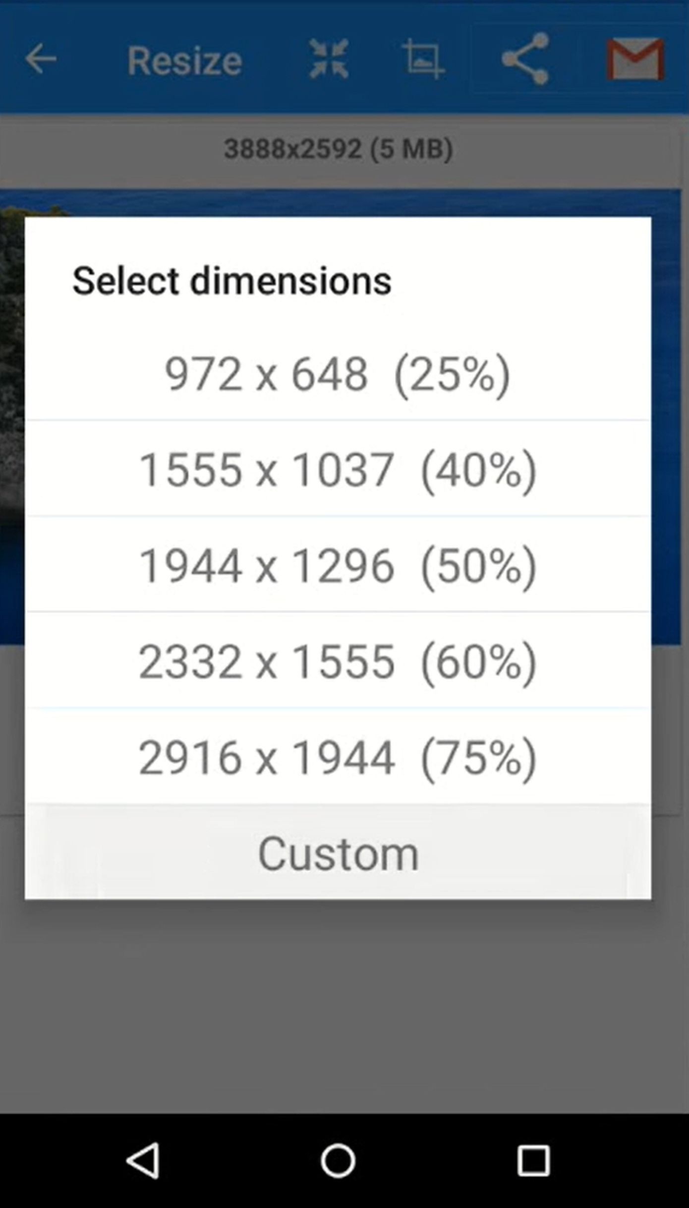 Image Resize Options on Andriod
