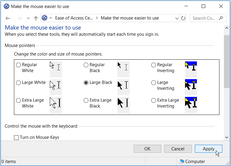 Selecting Mouse Pointers