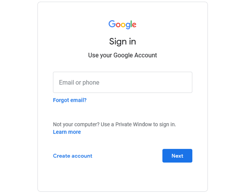Google accounts sign in