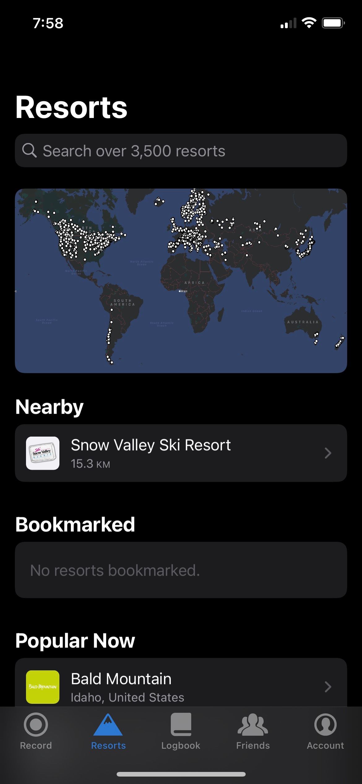 Slopes World Map Screenshot.