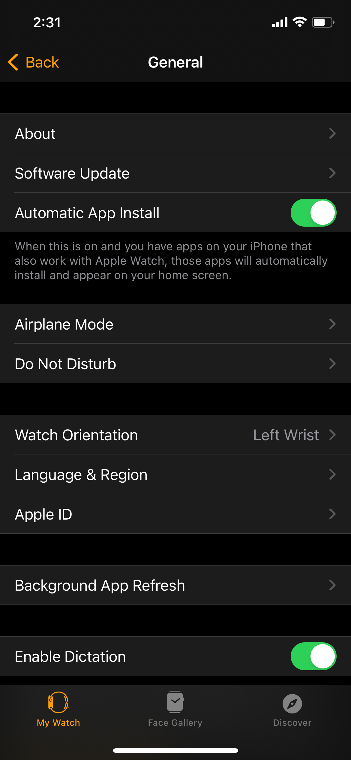Software update in the Watch app on iPhone.