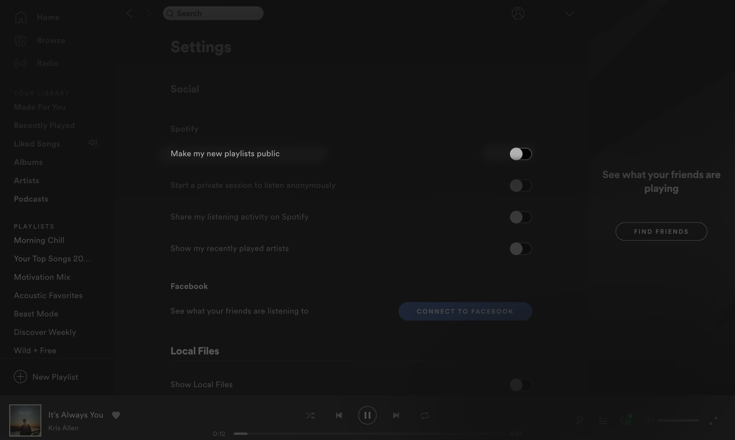 Spotify Web - Make new playlists private