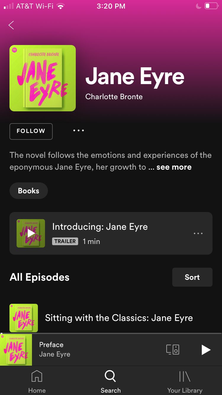 Jane Eyre Spotify original audiobook