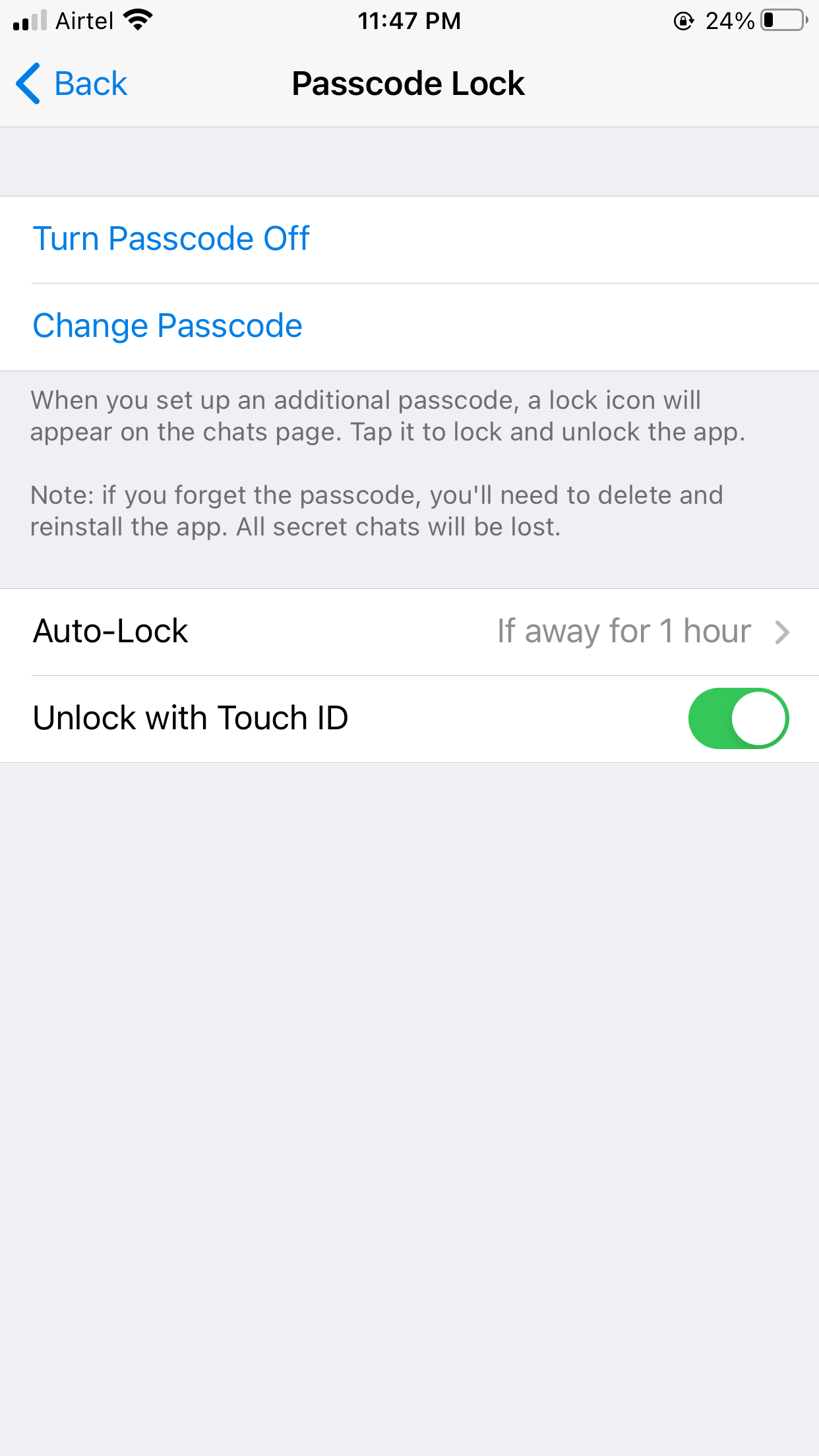 Use Auto-lock in Telegram on iPhone