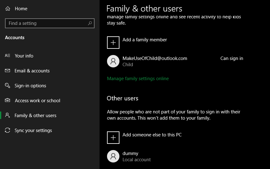 Windows 10 Add New User Account