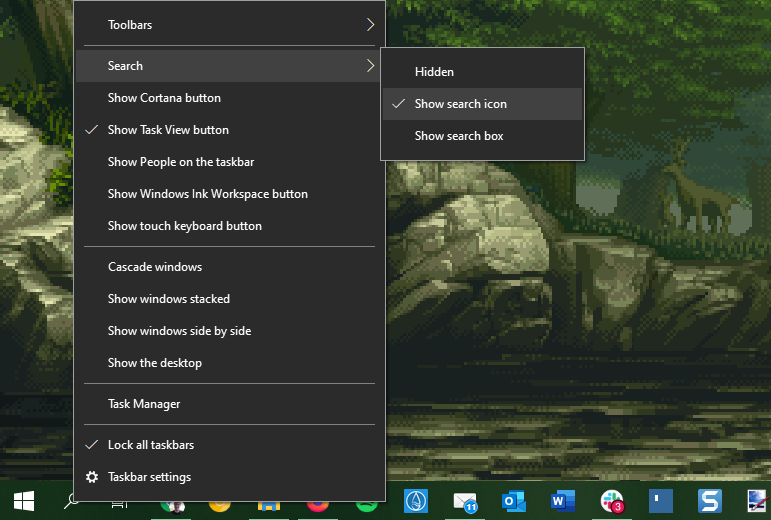 Windows 10 Sembunyikan Ikon Pencarian