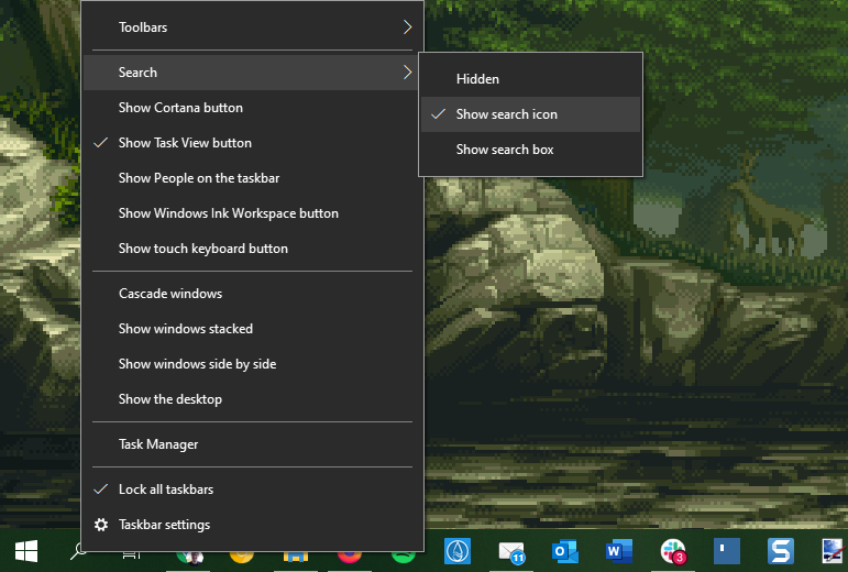 Windows 10 Hide Search icon