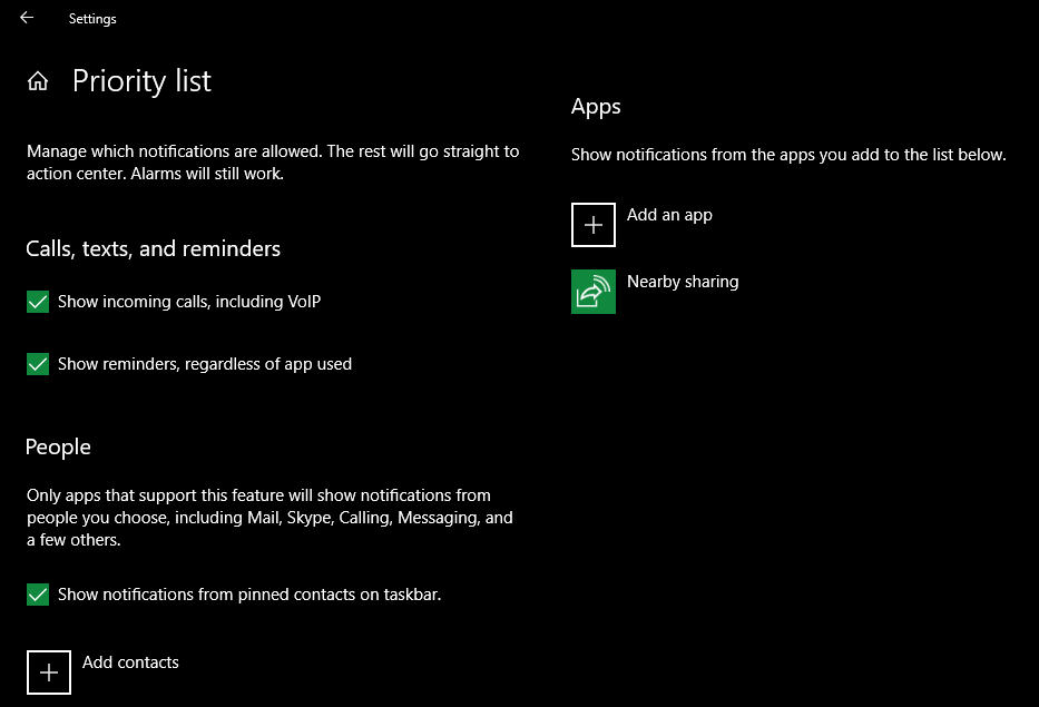 Windows 10 Priority List