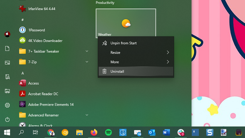 Windows 10 Uninstall Start Menu Apps