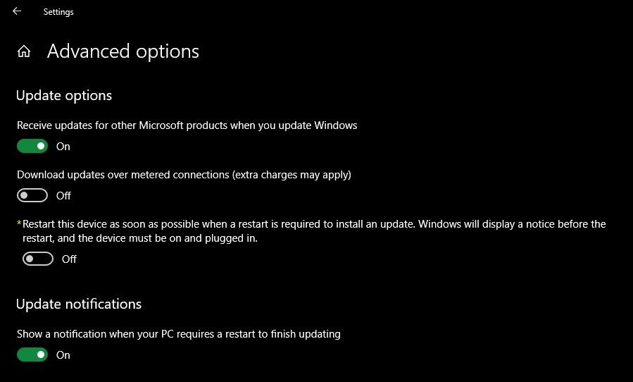 Windows 10 Update Notifications