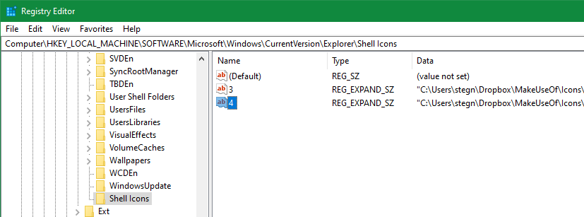 Windows Registry Editor Folder Icons