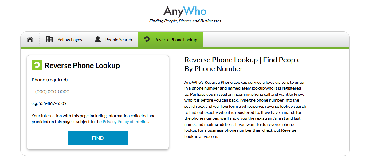 Anywho Reverse Phone Lookup