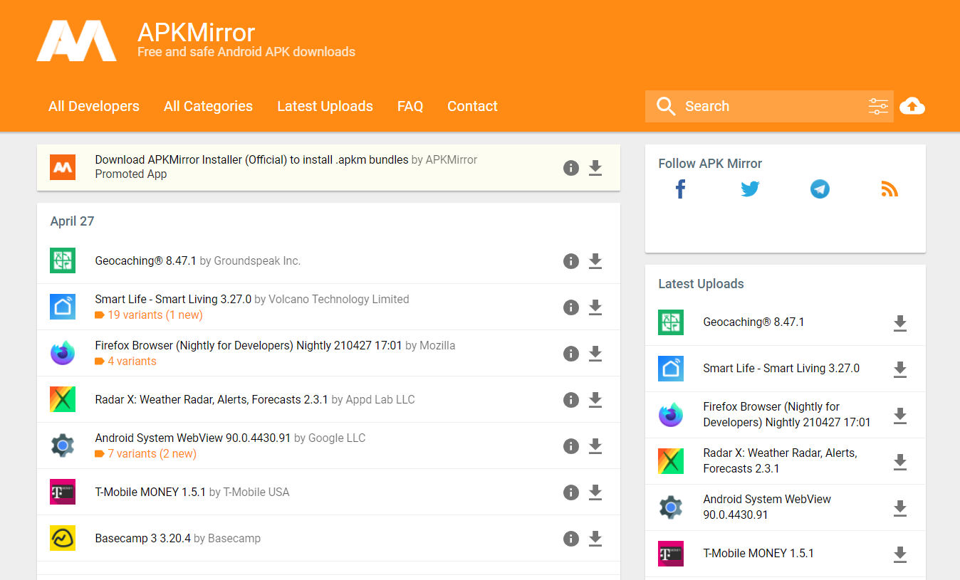 Die 7 besten Websites für sichere Android APK-Downloads - apk mirror