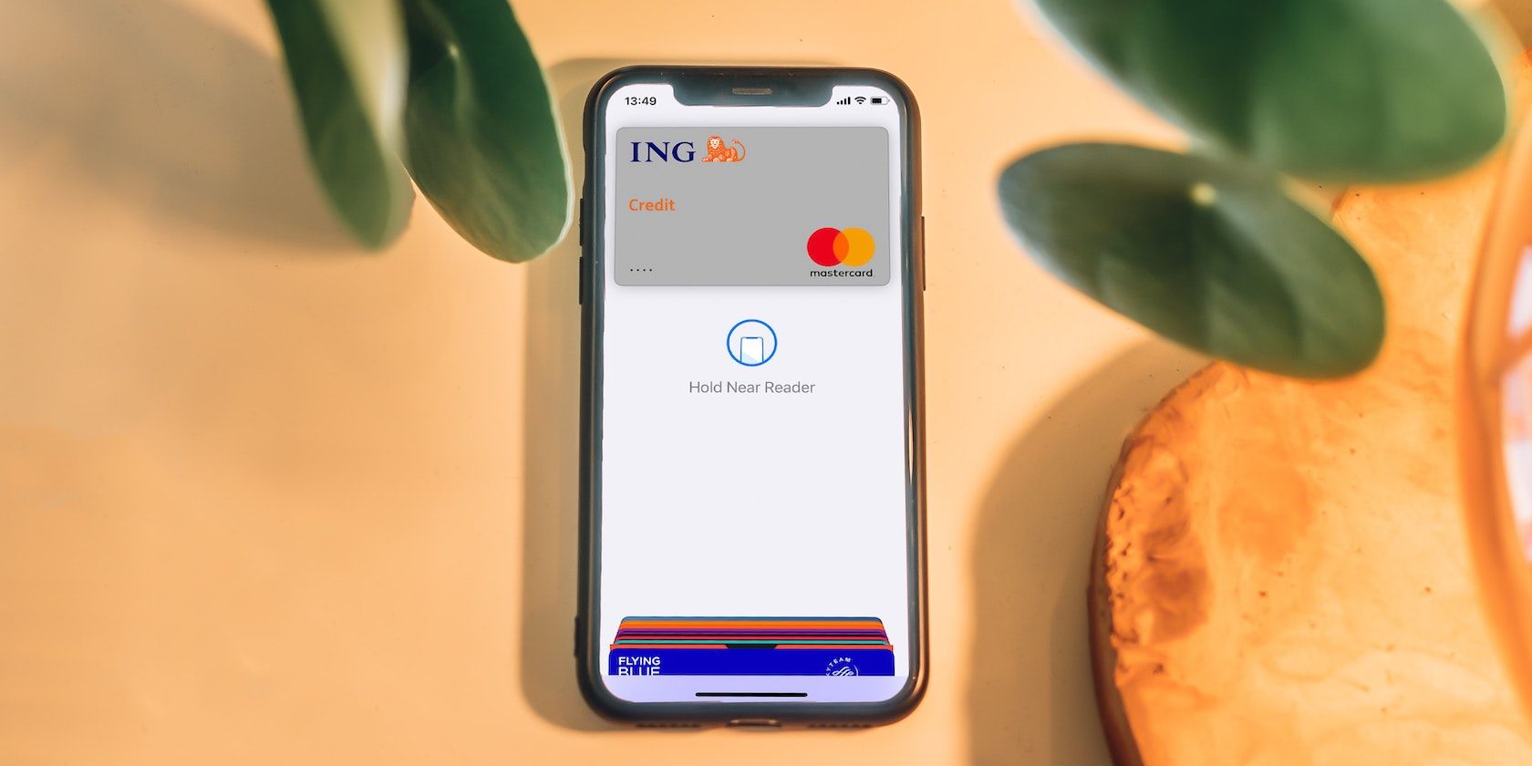 Apple Pay showing credit card on an iPhone