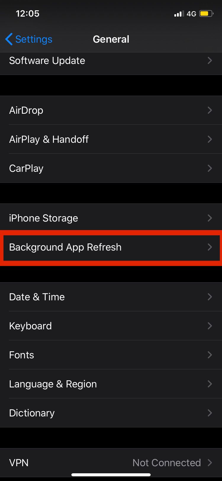background app refresh iPhone